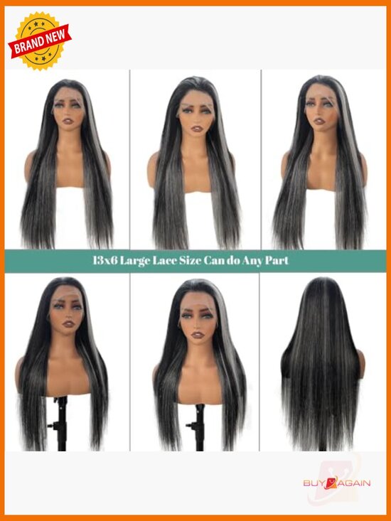 180% Density Ombre Grey Human Hair Wig 13x4 Lace Front Pre Plucked main image 4